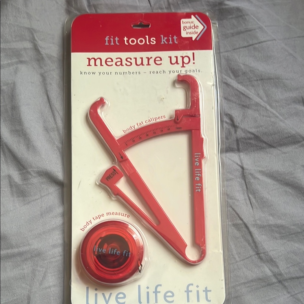 Red Body Fat Calipers and Tape Measure Kit